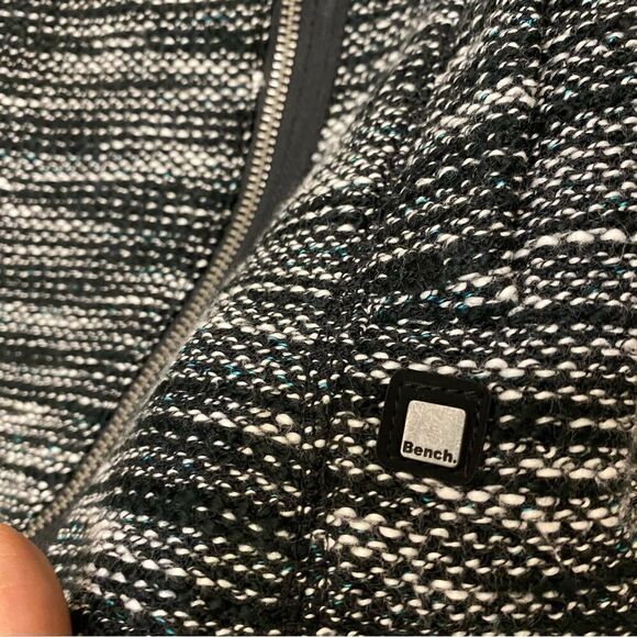 Bench Vail Fleece Lined Black & White tweed Jacket asymmetrical zipper -XS/4 - Picture 3 of 14